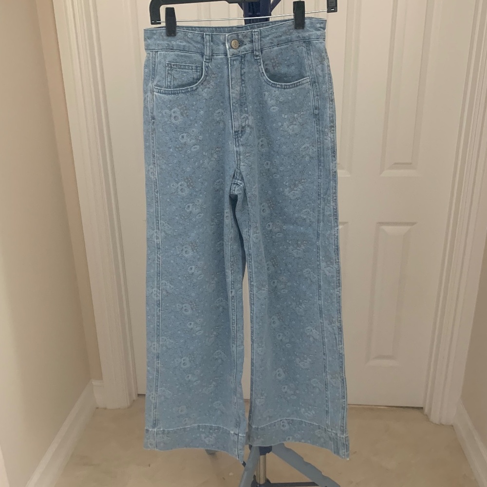 NWT Cinq a Sept 5@7 Betsy Bouquet-Print Wide Leg Jeans sz 4